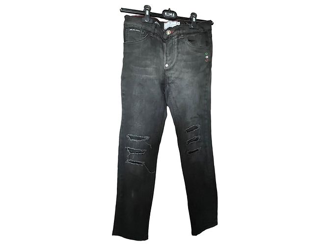 Jeans Philipp Plein Junior Black Distressed Preto