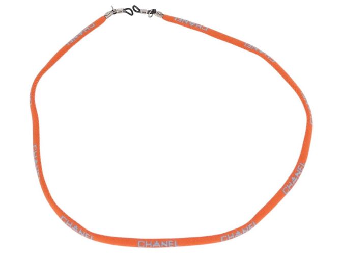 CHANEL Brillenband Canvas Orange Silver CC Auth bs36467 Silber