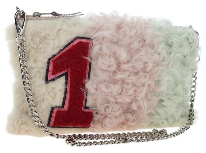 Bolso de hombro con cadena Miu Miu de piel Pink Silver Auth 194738V Plata Rosa