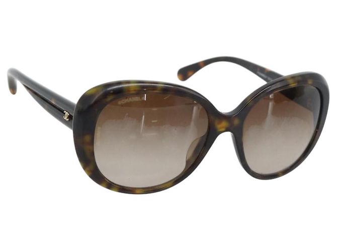CHANEL Sunglasses plastic Brown CC Auth bs36570