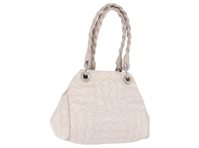 Borsa Salvatore Ferragamo Jacquard Ivory Silver Auth BA14190A Argento Crudo