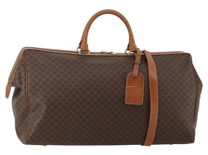 Céline Borsa Boston CELINE Macadam PVC Pelle 2way Marrone Tono Oro Auth ep15316
