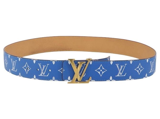 Cinto LOUIS VUITTON Monogram LV Printed Initials 40MM Azul M8460 Auth 192556SAM Monograma