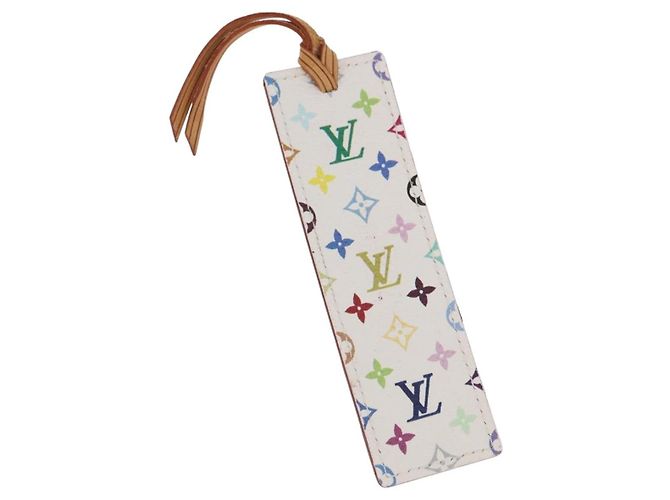 LOUIS VUITTON Monogram Multicolor Mark Page Kadu Bookmark M99196 Auth 194623V Weiß