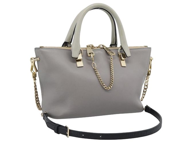 Chloé Sac à main Chloe en cuir 2way Gris Or Auth bs36618A Marron Doré
