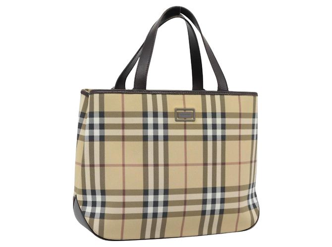 Borsa a mano BURBERRY Nova Check PVC Leather Beige Auth BA14734A