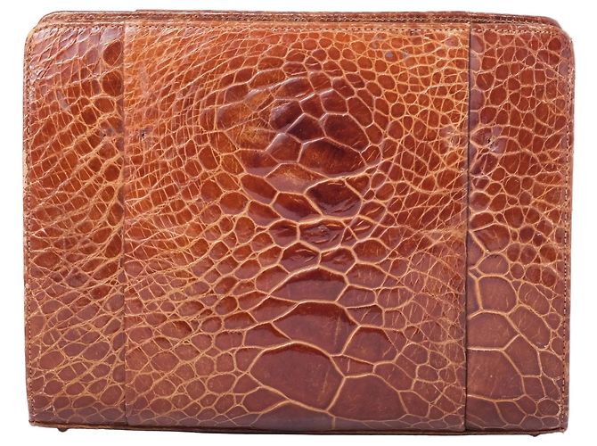 Autre Marque Sac à main structuré en cuir embossé Collection Privèe Cognac Marron