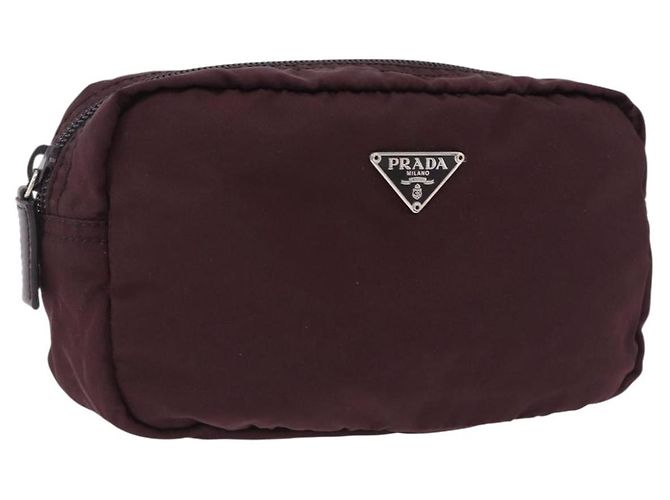 Pouch PRADA Nylon Bordeaux Silver Auth 192546A Argento Bordò