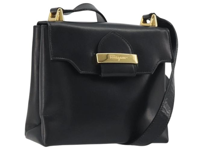 Borsa a tracolla Salvatore Ferragamo in pelle nera e oro Auth 195262 Nero D'oro