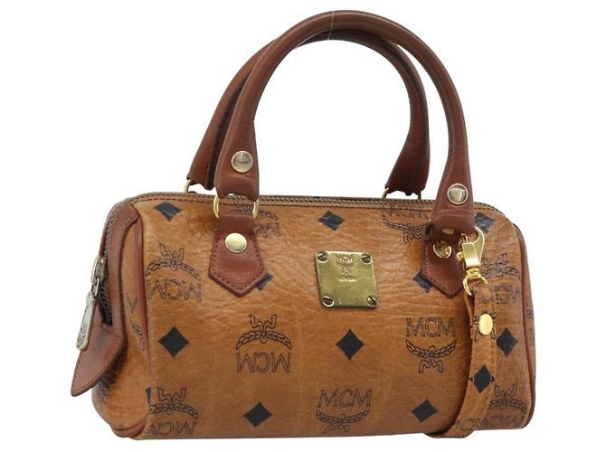 Sac à main MCM Vicetos Logogram PVC Leather 2way White Gold Auth 195202 Blanc Doré
