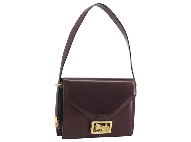 Céline Borsa a tracolla CELINE in pelle Bordeaux Gold Auth bs36605 D'oro Bordò