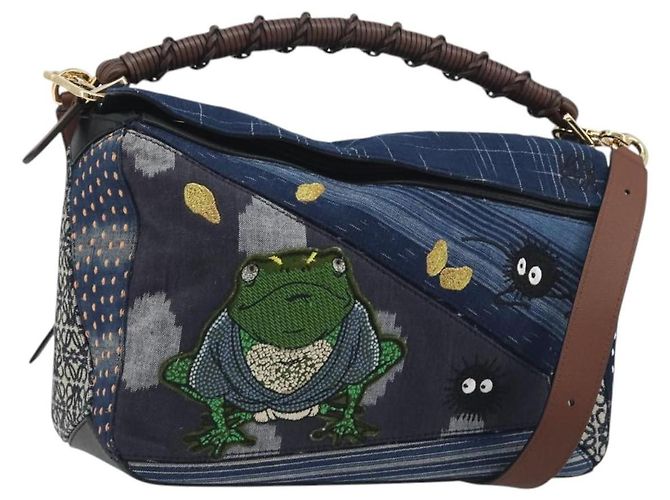 Borsa Puzzle LOEWE x Studio Ghibli BORO Blue Frog Soot Sprites Blue Auth 167492SM Marrone