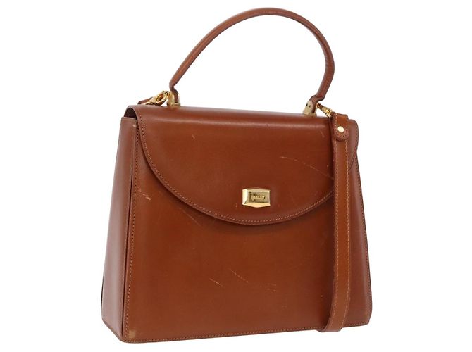 Borsa a mano BALLY in pelle marrone e oro autentica 192529 D'oro