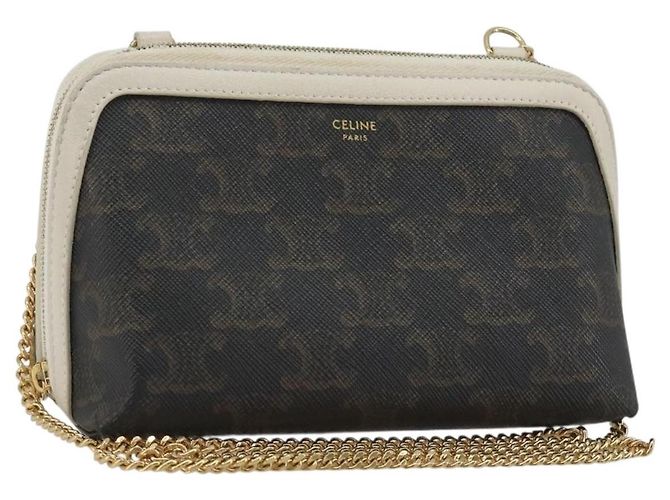 Céline Borsa a tracolla CELINE Triomphe Chain PVC Black Gold Auth 191964A Nero D'oro