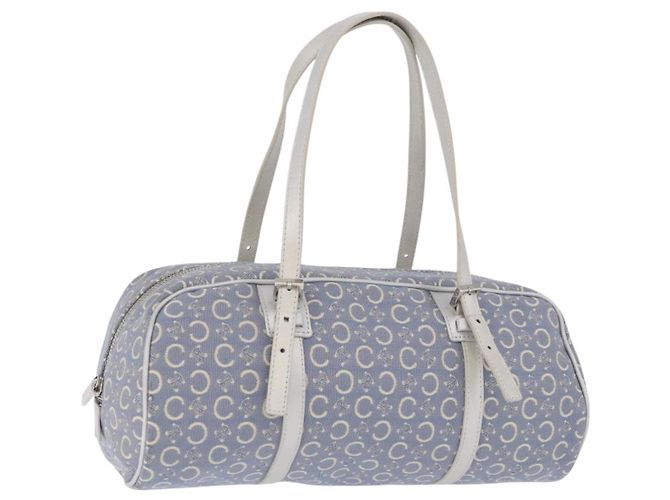 Céline Sac à main CELINE C Macadam Canvas Bleu Argent Auth 194875A Argenté