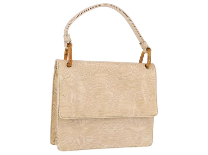 Bolsa PRADA Tartaruga em couro gofrado Ivory Silver Auth 192493A Prata Cru