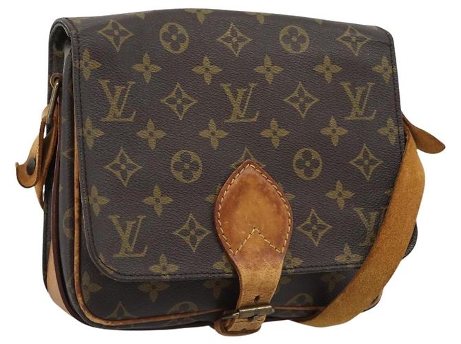 LOUIS VUITTON Bolsa de Ombro Monogram Cartouchiere MM M51253 LV Auth BA14550