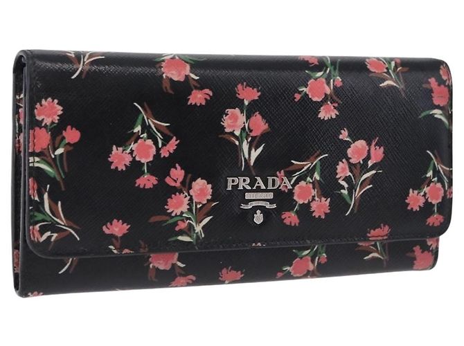 Saffiano PRADA Langbeutel aus Safiano-Leder Schwarz Silber Auth bs36436