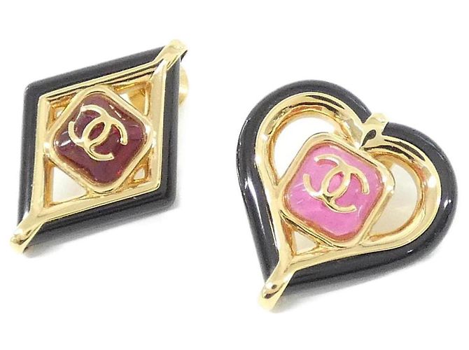 Spilla Chanel AB9836 Nero Rosa Rosso D'oro