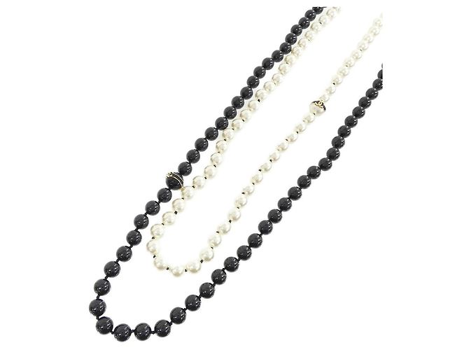 Collier Chanel ABD279 Noir Blanc Doré