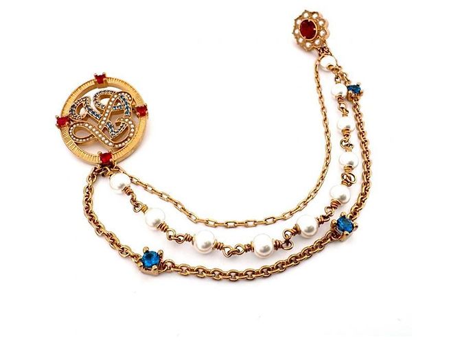 Spilla Louis Vuitton LV Dynasty Rosso Blu D'oro