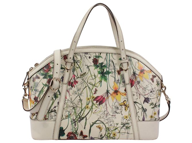 Sac à main GUCCI à motif floral Blanc Multicolore