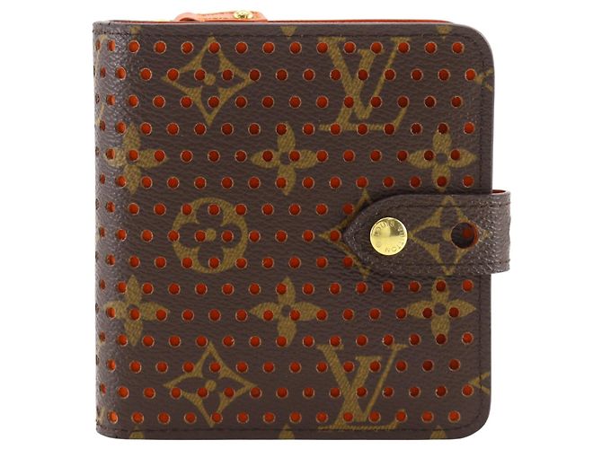 Louis Vuitton Compact Zip Perforated Monogram Canvas Brown