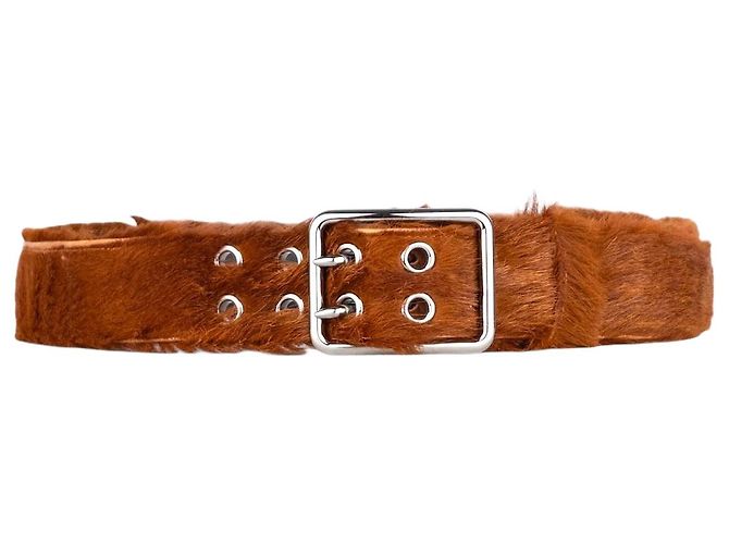 Prada AW17 Fur Belt Brown