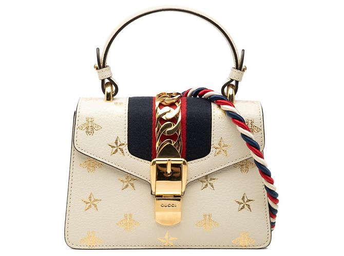 Bolsa Mini Sylvie Gucci Bee & Star Branco