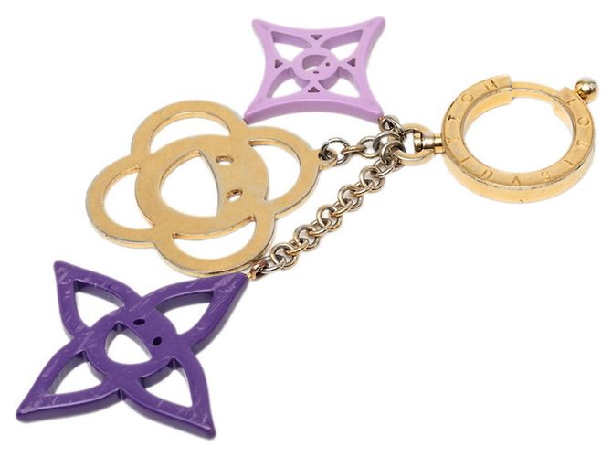 Louis Vuitton Bijou Sac Cosmic Blossom Charm Keychain D'oro Porpora