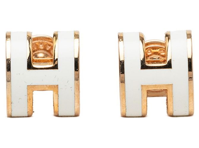 Hermès Brincos Hermes Pop H Mini Branco Dourado