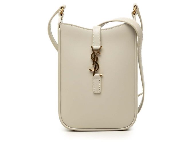 Borsa a tracolla verticale mini Saint Laurent Cassandra YSL Logo Bianco
