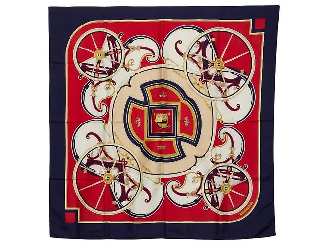 Hermès Carré 90 Washington's Carriage Scarf Multicolore Blu navy