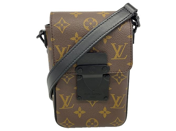 Borsa a tracolla Louis Vuitton Monogram Macassar S-Lock Marrone Nero