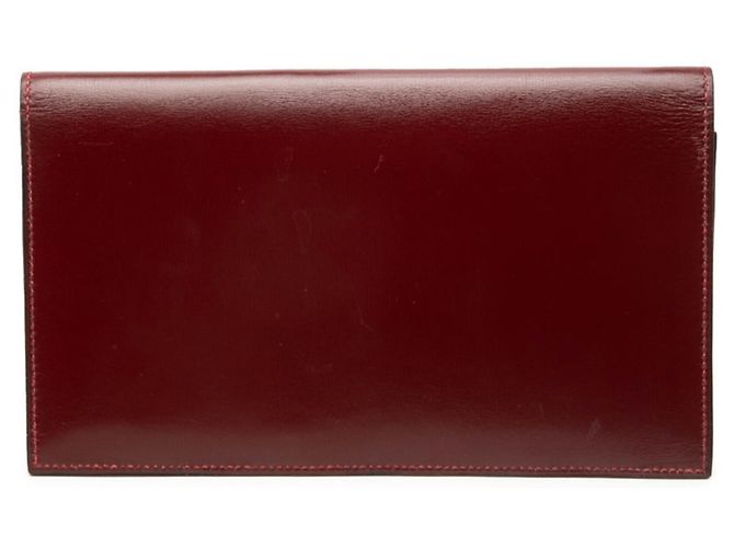 Hermès Cartera larga Hermes en piel Box Calf Roja Burdeos