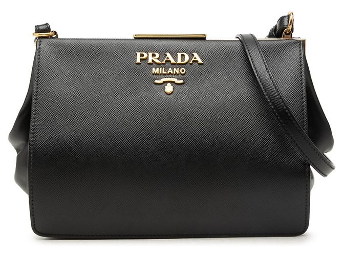 Borsa a tracolla Prada in pelle Saffiano nera Nero