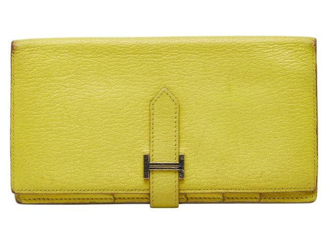 Hermès Hermes Bearn Soufflé Bi-fold Long Wallet Golden