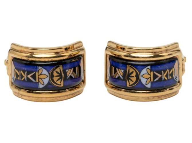 Hermès Orecchini a clip Cloisonné in smalto oro e viola Hermes D'oro Porpora 