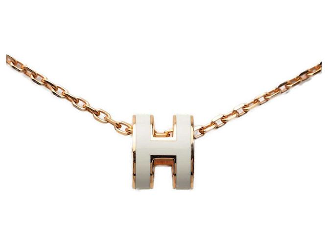 Hermès Collana con pendente Hermes Mini Pop H Rosa Bianco D'oro