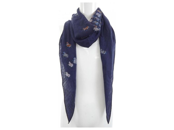 Hermès Stola Hermes in seta e cashmere Navy Blu navy