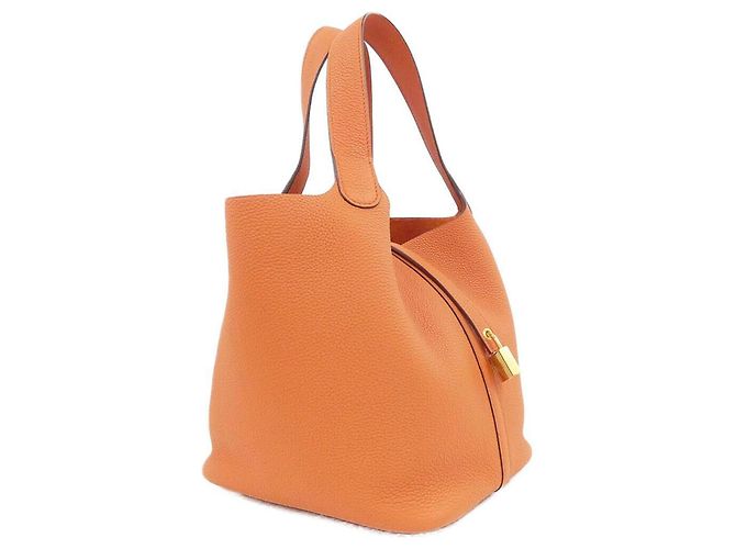 Hermès Bolsa Hermes Picotin Lock MM Laranja