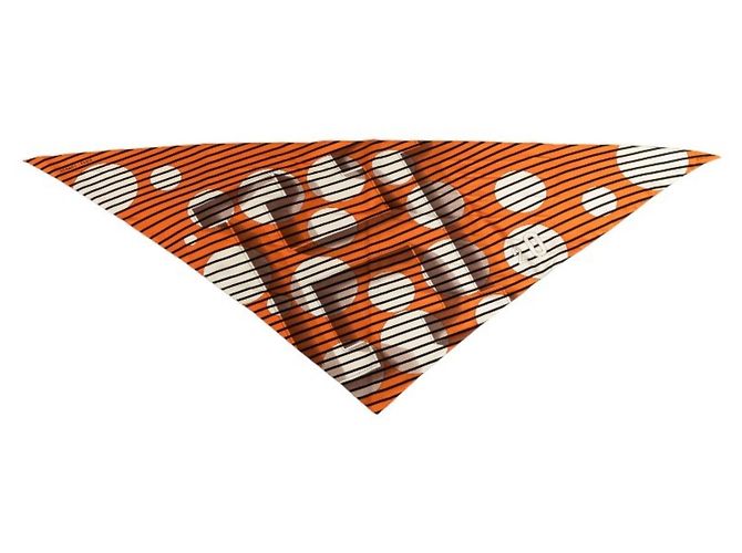 Hermès Bufanda Muffler Hermes Pointou H Logo Multicolor Naranja 