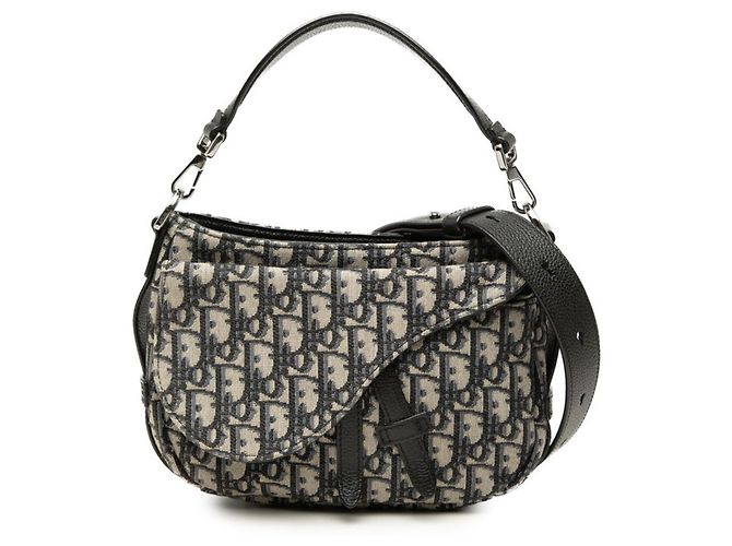 Bolso de mano Saddle Christian Dior Dior Trotter Beige Azul marino
