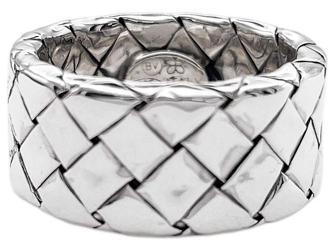 Anello Bottega Veneta Intrecciato Silver Argento