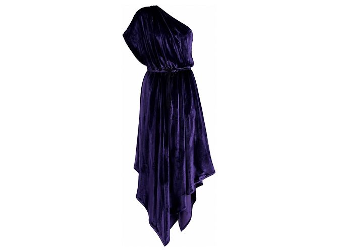 Vestido de terciopelo asimétrico Gucci Pre-Fall 2018 Runway Dark Violet IT40 Morado oscuro