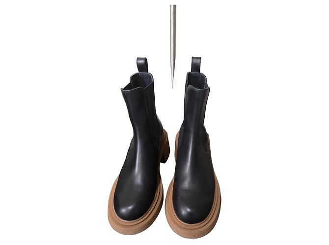 Loewe Black Leather Chelsea Boots Brown