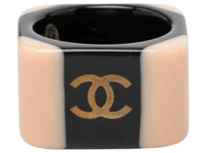 Beige Chanel CC Resin Ring