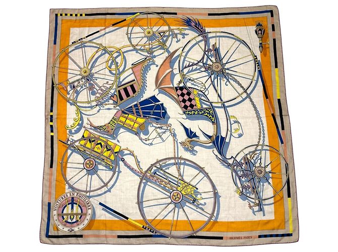 Hermès Carré Géant Hermes 140 Voitures en Equilibre Multicolore