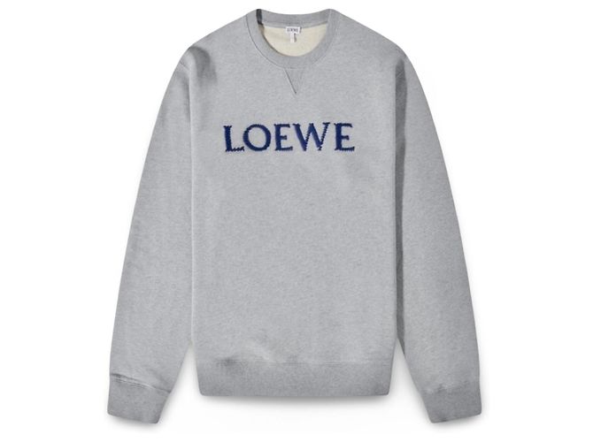 LOEWE grauer Baumwoll-Sweatshirt mit gesticktem Logo Blau