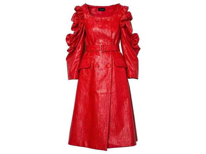 Simone Rocha Fall 2018 Runway Trench Coat de algodón con revestimiento de hoja UK6 Roja